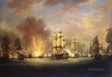 La batalla a la luz de la luna frente al cabo de San Vicente 16 de enero de 1780 Batallas navales Pinturas al óleo